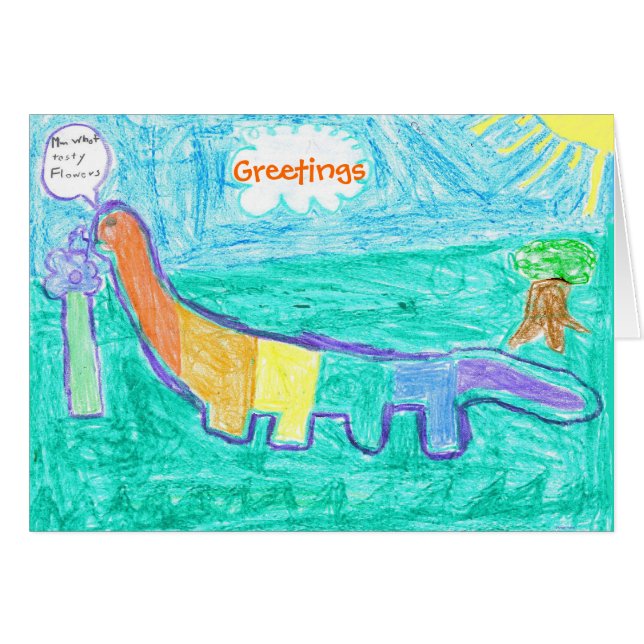 Cartão O dinossauro Munch (Frente Horizontal)