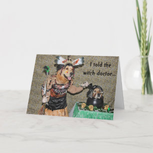 Cartão O doutor de bruxa dourado cozinha a cabeça