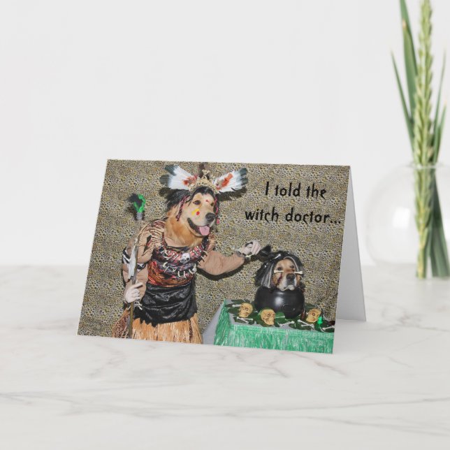 Cartão O doutor de bruxa dourado cozinha a cabeça (Frente)