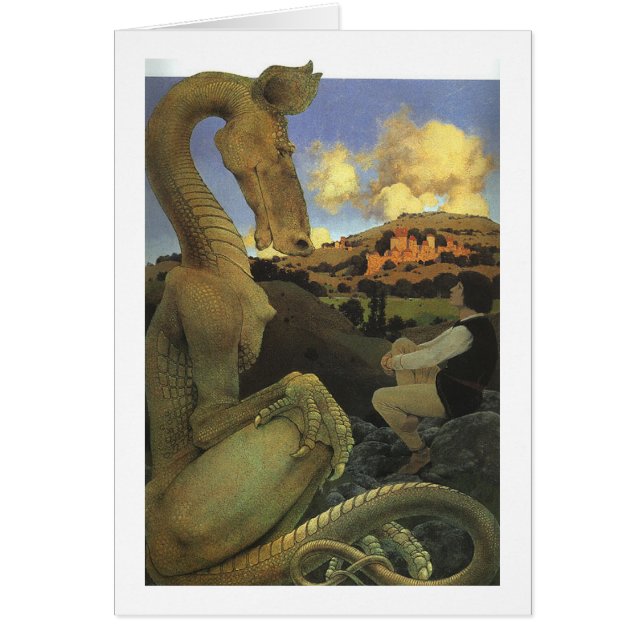 Cartão O Dragão Relutante, Maxfield Parrish (Frente)