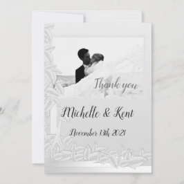 Cartão O Elegante Silver Deixa O Casamento Obrigado Cartã