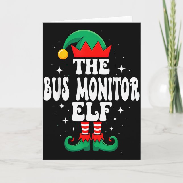 Cartão O Elfo Monitor de Ônibus Natal Divertido Correspon (Frente)