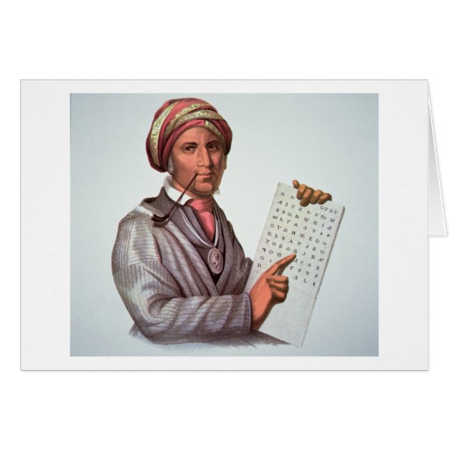 Cartão O erudito Cherokee, Sequoyah (1776-1843) (cor (Frente Horizontal)