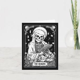 Cartão O esqueleto da placa tarot do leitor Bookish Hallo