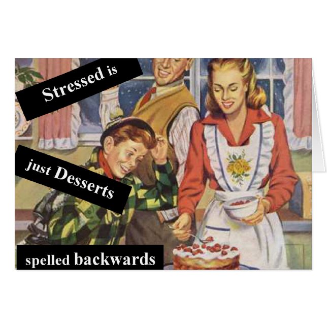 Cartão O Estresse é Desserts Ortografados Para Trás (Frente Horizontal)