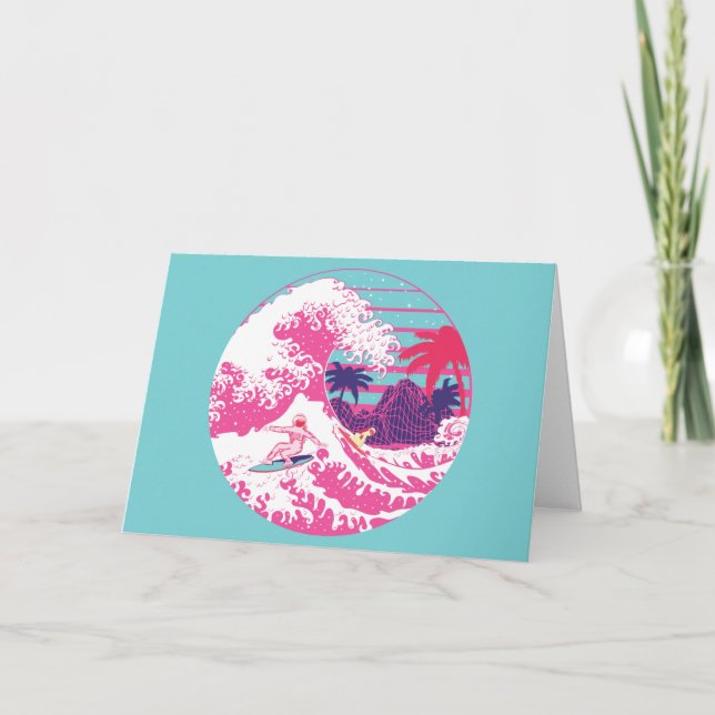 Cartão O Excelente de onda rosa (Frente)