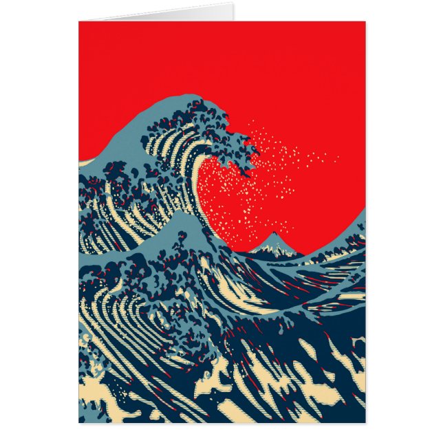 Cartão O Excelente Hokusai Wave em Estilo Colorido (Frente)