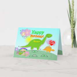 Cartão O feliz aniversario Dino 3D conhecido cortou &