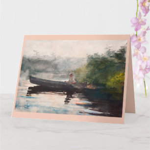 Cartão O fim do dia, Adirondacks por Winslow Homer