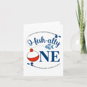 Cartão O-fish-ally One Fisheries Boy First Birthday Ofish