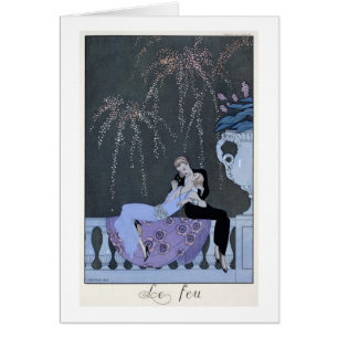 Cartão O fogo, ilustração para "Fetes Galantes" por Pau