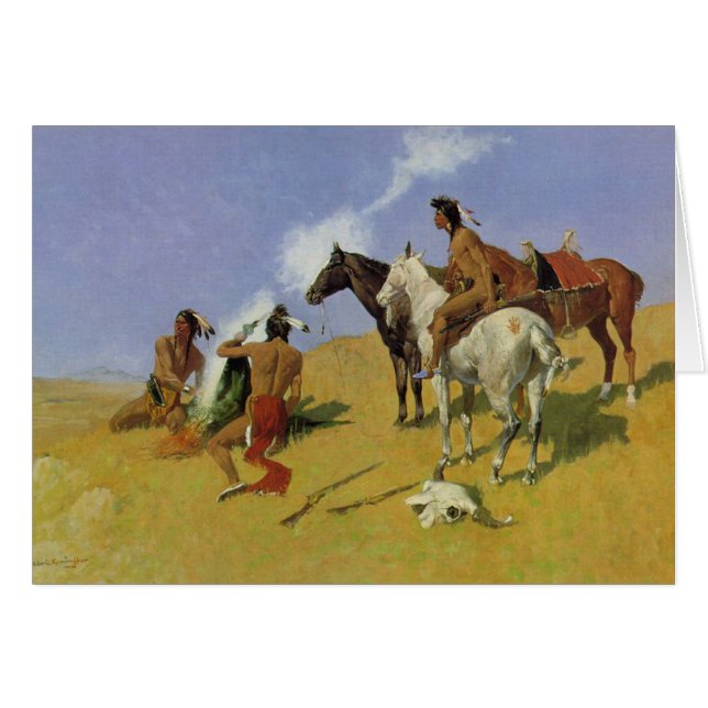 Cartão O ~ Frederic Remington do sinal de fumo (Frente Horizontal)
