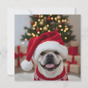 Cartão O French Bulldog Cumprimento de Natal Personalizad