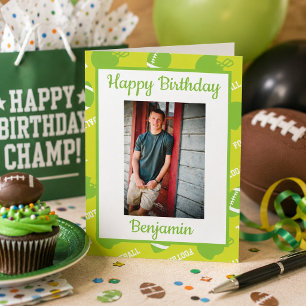 Cartão O Futebol Verde Pensava Que A Foto De Aniversário 