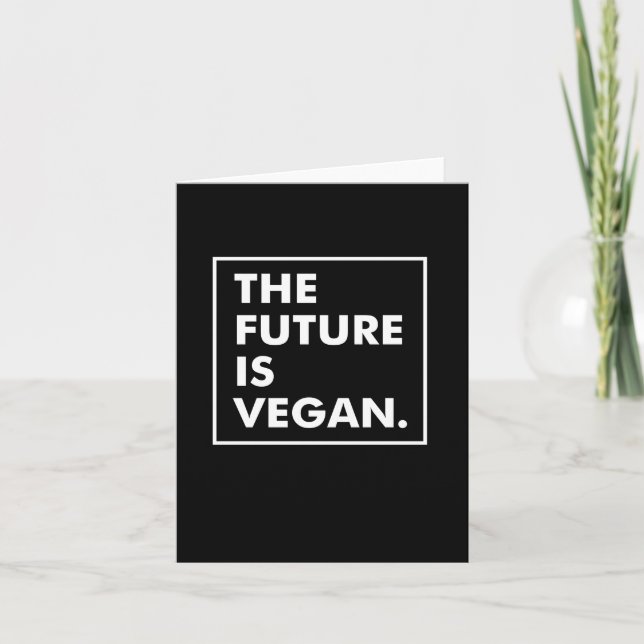 Cartão O Futuro É Vegano Tipografia Preto e Branco (Frente)