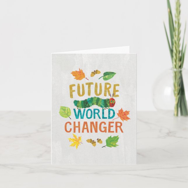 Cartão O Futuro Mundial da Lagarta, muito faminto, (Frente)