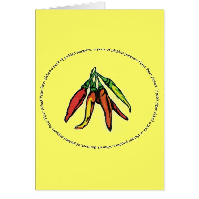 Cartão O gaiteiro de Peter escolheu um peck de pimentas (Frente)