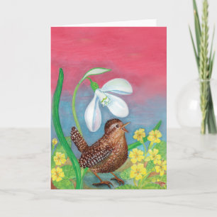 Cartão O galanthus e o carriça convocam a primavera