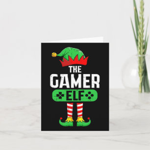 Cartão O Gamer Elf Xmas Correspondendo à festa da família