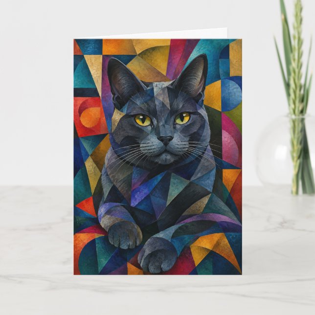 Cartão O Gato Cubista (Frente)