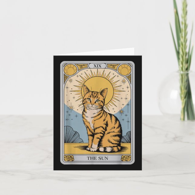Cartão O Gato De Tarot Do Sol - Comprimido Laranja Místic (Frente)