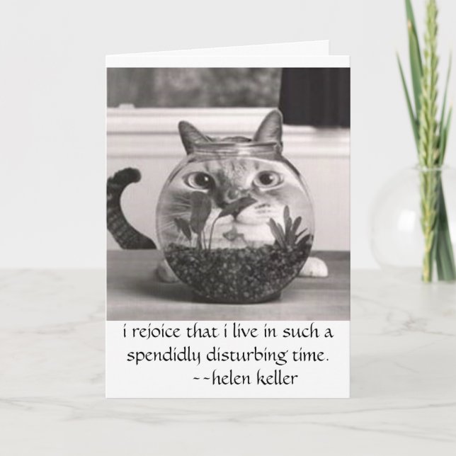 Cartão o gato em peixes rola, mim exulta que eu vivo… em (Frente)