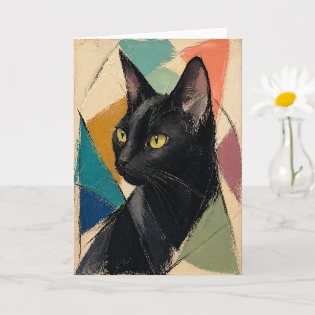 Cartão O Gato Preto Abstrato (Planta pequena)