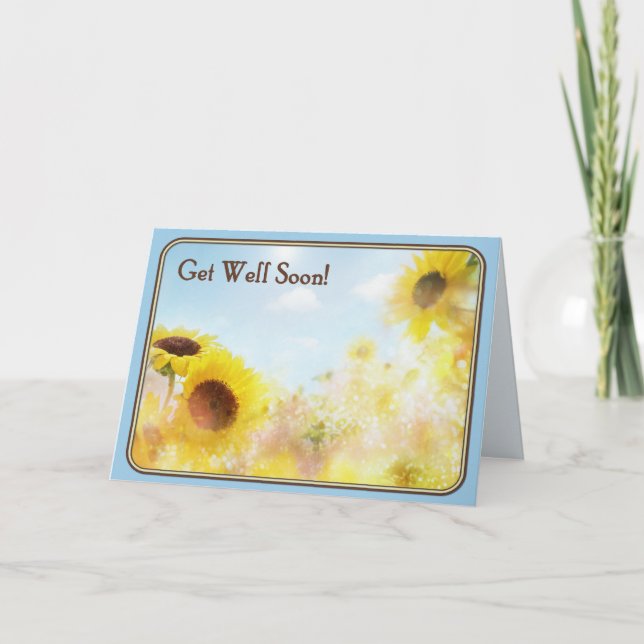 Cartão O girassol obtem desejos bons (Frente)