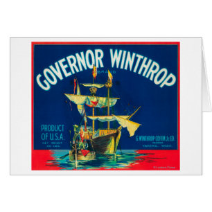 Cartão O governador Winthrop Apple etiqueta (vermelho) -