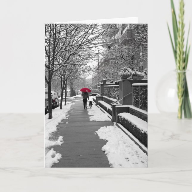 Cartão O guarda-chuva vermelho (Frente)