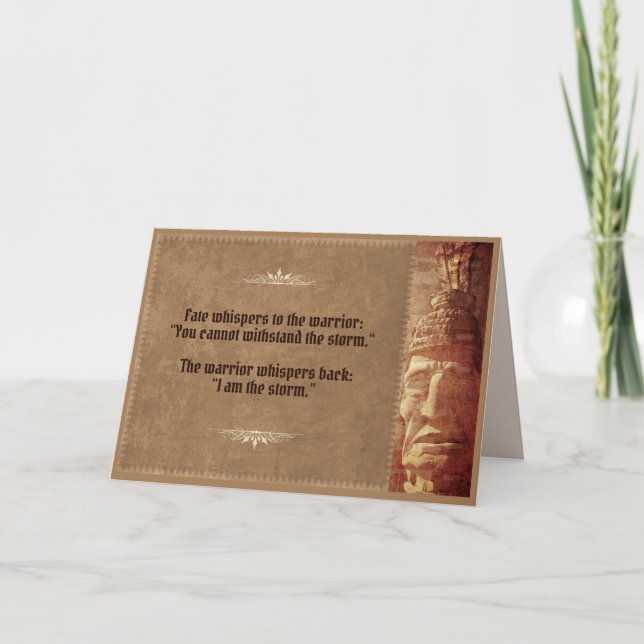 Cartão O Guerreiro sussurra "Eu sou a Tempestade"  (Frente)
