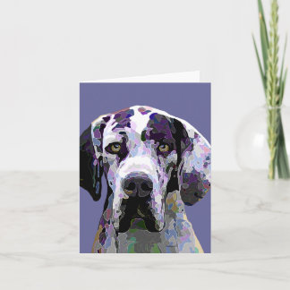 Cartão O Harlequin colorido great dane enfrenta