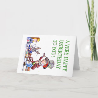 Cartão O Hatter louco diz, A muito feliz aniversário!