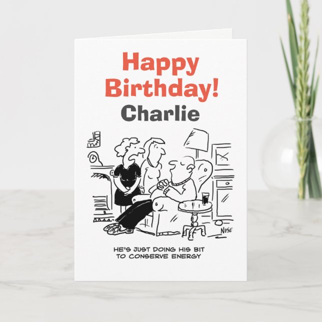 Cartão O homem dorme para conservar energia (Frente)