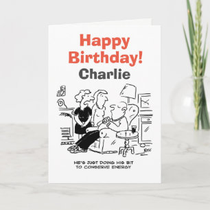 Cartão O homem dorme para conservar energia