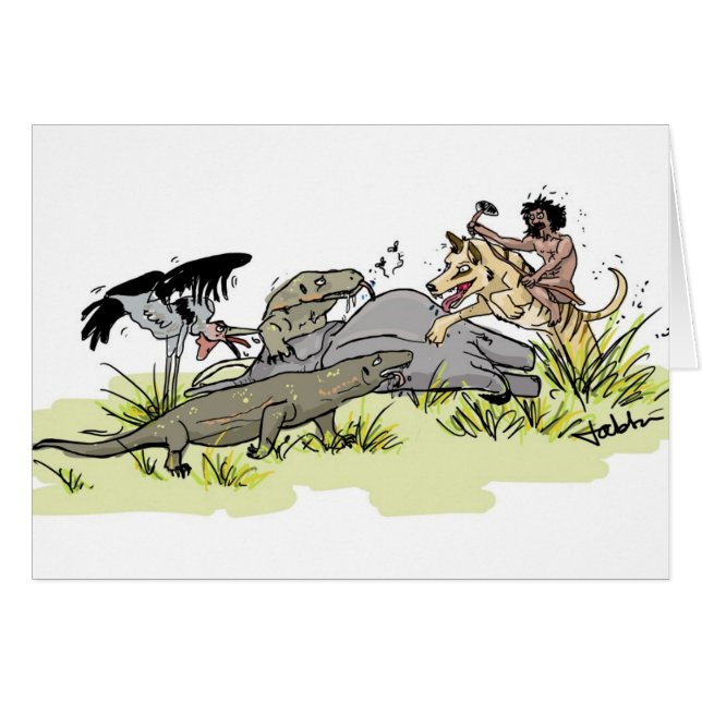 Cartão O homo Floresiensis vai caçar (Frente Horizontal)