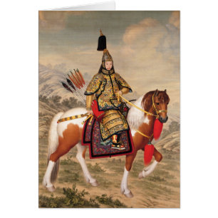 Cartão O imperador de Qianlong na armadura cerimonial