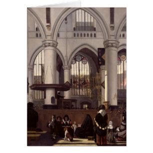 Cartão O interior de Oude Kerk, Amsterdão, c.1660