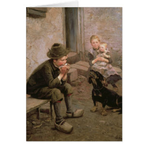 Cartão O jogador do órgão de boca