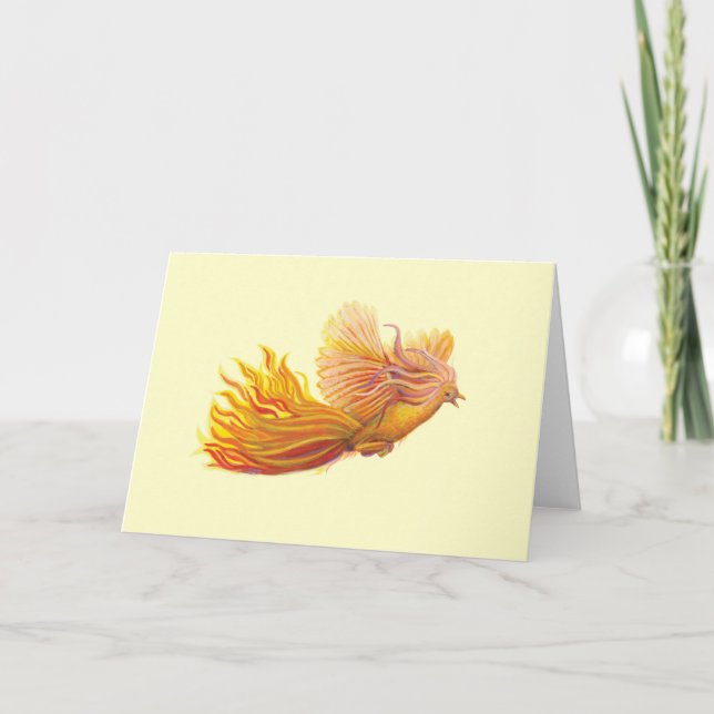 Cartão O lendário pássaro Phoenix Vanilla Amarelo (Frente)