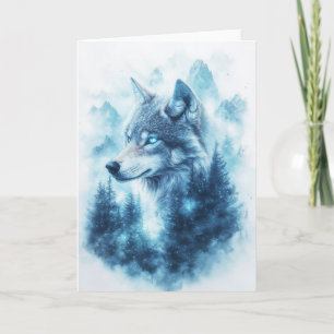 Cartão O Lobo Vigilante nos Picos Congelados