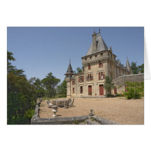 Cartão O magnífico Chateau de Pressac e jardim