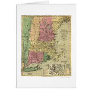 Cartão O mapa de Bowle de Nova Inglaterra 1784