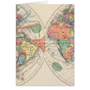 Cartão O mapa do Atlas mundial com correntes e ventos
