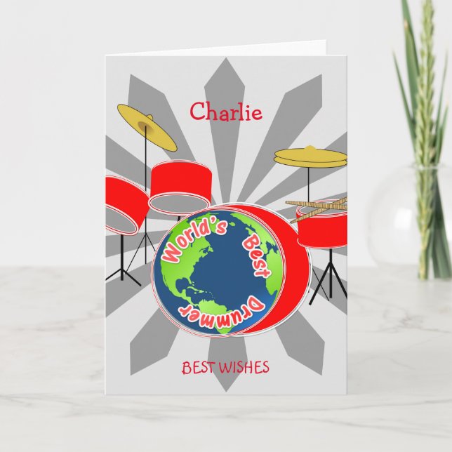 Cartão O melhor baterista dos mundos personalizado (Frente)