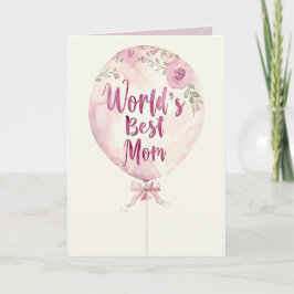Cartão O melhor Dia de as mães de Balão Floral Rosa-Rosa