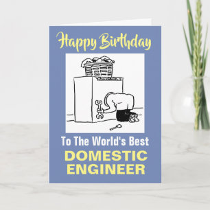Cartão O melhor Engenheiro doméstico do mundo feliz aniv