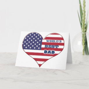 Cartão O melhor Pai da América Flag Heart