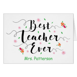 Cartão O melhor professor nunca, com flores