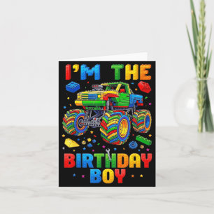 Cartão O Menino de Aniversário Caminhão Monstro Tijolo Co